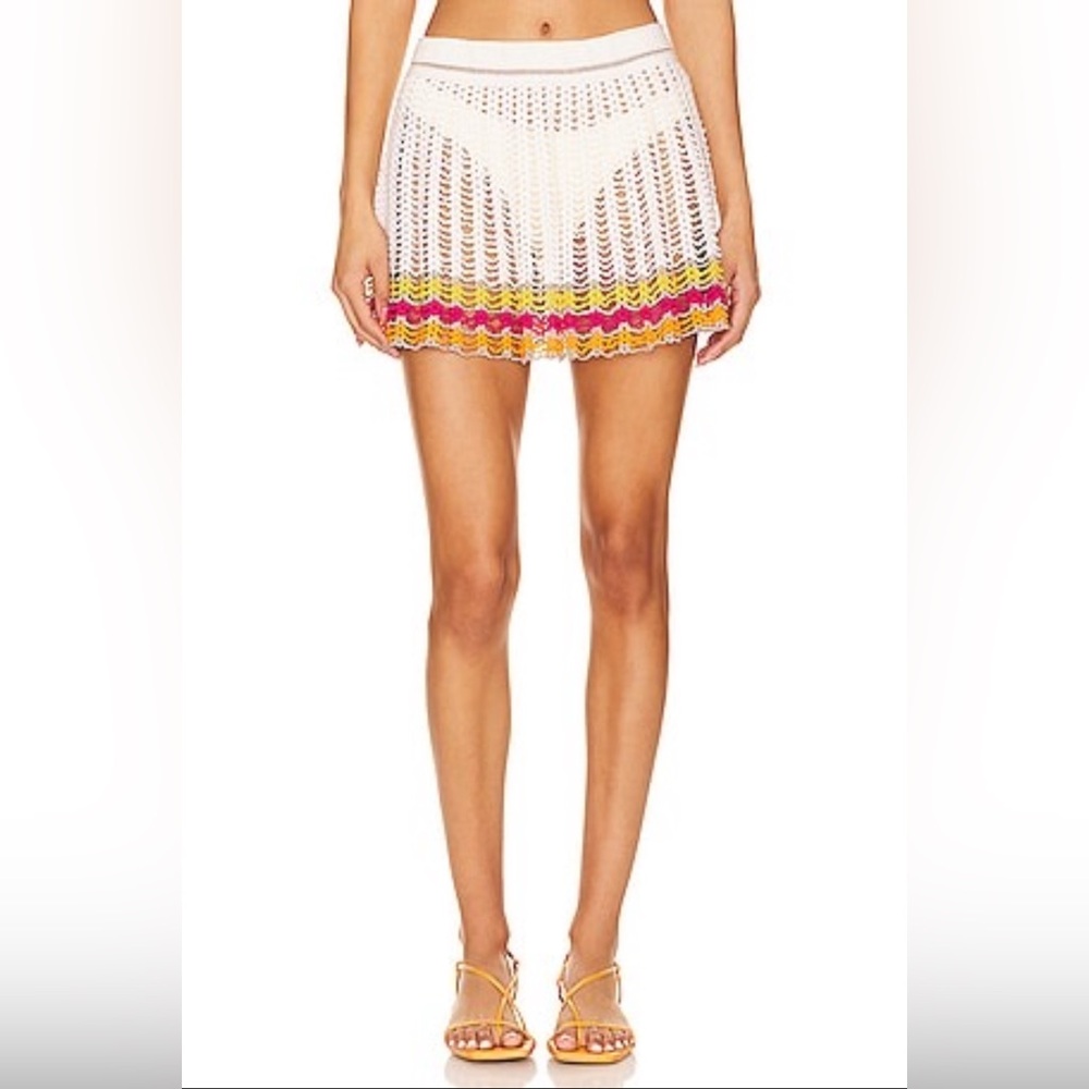 NWT_ MY BEACHY SIDE Lollipop Hand-Crochet Skirt in Multi size L